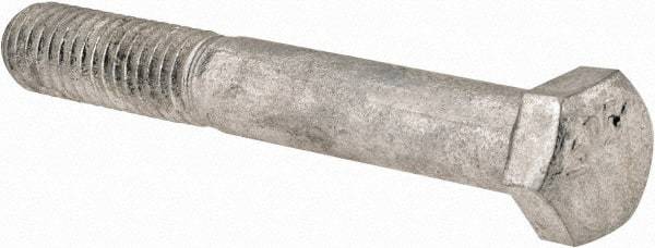 Value Collection - 3/8-16 UNC, 2-3/4" Length Under Head Hex Head Cap Screw - Partially Threaded, Grade 5 Steel, Hot Dipped Galvanized Finish, 9/16" Hex - USA Tool & Supply