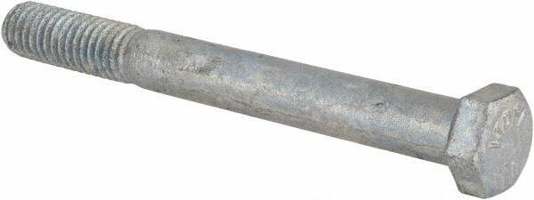 Value Collection - 3/8-16 UNC, 3-1/2" Length Under Head Hex Head Cap Screw - Partially Threaded, Grade 5 Steel, Hot Dipped Galvanized Finish, 9/16" Hex - USA Tool & Supply