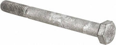 Value Collection - 3/8-16 UNC, 3-3/4" Length Under Head Hex Head Cap Screw - Partially Threaded, Grade 5 Steel, Hot Dipped Galvanized Finish, 9/16" Hex - USA Tool & Supply