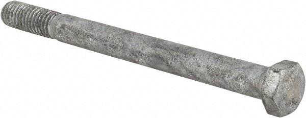 Value Collection - 3/8-16 UNC, 4-1/2" Length Under Head Hex Head Cap Screw - Partially Threaded, Grade 5 Steel, Hot Dipped Galvanized Finish, 9/16" Hex - USA Tool & Supply