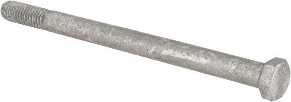 Value Collection - 3/8-16 UNC, 5-1/2" Length Under Head Hex Head Cap Screw - Partially Threaded, Grade 5 Steel, Hot Dipped Galvanized Finish, 9/16" Hex - USA Tool & Supply