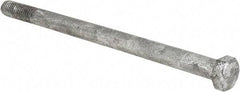 Value Collection - 3/8-16 UNC, 6" Length Under Head Hex Head Cap Screw - Partially Threaded, Grade 5 Steel, Hot Dipped Galvanized Finish, 9/16" Hex - USA Tool & Supply