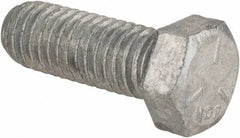 Value Collection - 7/16-14 UNC, 1-1/4" Length Under Head Hex Head Cap Screw - Fully Threaded, Grade 5 Steel, Hot Dipped Galvanized Finish, 5/8" Hex - USA Tool & Supply