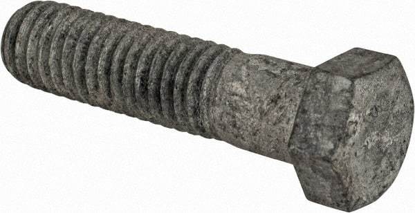 Value Collection - 7/16-14 UNC, 1-3/4" Length Under Head Hex Head Cap Screw - Partially Threaded, Grade 5 Steel, Hot Dipped Galvanized Finish, 5/8" Hex - USA Tool & Supply