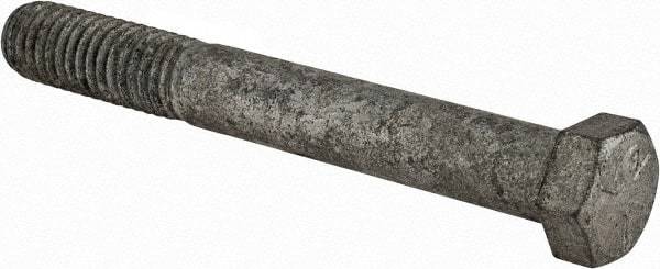 Value Collection - 7/16-14 UNC, 3-1/2" Length Under Head Hex Head Cap Screw - Partially Threaded, Grade 5 Steel, Hot Dipped Galvanized Finish, 5/8" Hex - USA Tool & Supply
