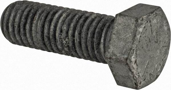Value Collection - 1/2-13 UNC, 1-1/2" Length Under Head Hex Head Cap Screw - Fully Threaded, Grade 5 Steel, Hot Dipped Galvanized Finish, 3/4" Hex - USA Tool & Supply
