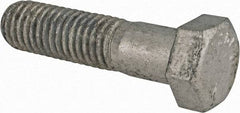 Value Collection - 1/2-13 UNC, 2" Length Under Head Hex Head Cap Screw - Partially Threaded, Grade 5 Steel, Hot Dipped Galvanized Finish, 3/4" Hex - USA Tool & Supply