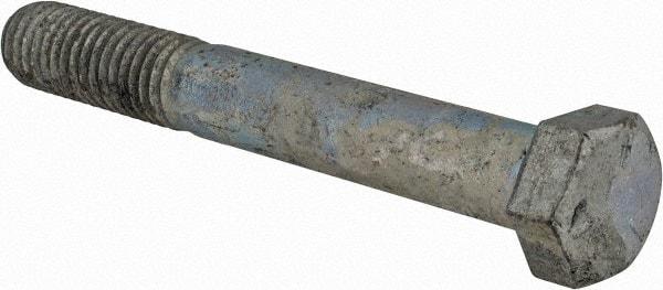 Value Collection - 1/2-13 UNC, 3-3/4" Length Under Head Hex Head Cap Screw - Partially Threaded, Grade 5 Steel, Hot Dipped Galvanized Finish, 3/4" Hex - USA Tool & Supply
