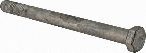 Value Collection - 1/2-13 UNC, 6" Length Under Head Hex Head Cap Screw - Partially Threaded, Grade 5 Steel, Hot Dipped Galvanized Finish, 3/4" Hex - USA Tool & Supply