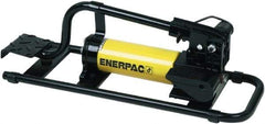 Enerpac - 2 Stage, 1" Piston Diam, 3/8 NPTF, 0.687 & 0.151 Cu In Per Stroke, Manual Hydraulic Pump - 38 Cu In Reservoir, 1" Piston Stroke, 200 psi First Stage, 10,000 psi Second Stage - USA Tool & Supply