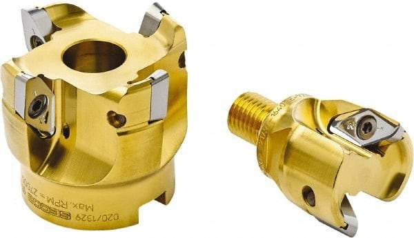 Seco - 50mm Cut Diam, 10mm Max Depth, 22mm Arbor Hole, 2 Inserts, VPGX 2206 Insert Style, Indexable Copy Face Mill - 30,000 Max RPM, 57mm High, Through Coolant - USA Tool & Supply