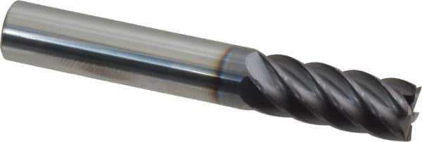 Accupro - 3/8", 7/8" LOC, 3/8" Shank Diam, 2-1/2" OAL, 6 Flute, Solid Carbide Square End Mill - Single End, AlTiN Finish, Spiral Flute, 40° Helix, Centercutting, Right Hand Cut, Right Hand Flute - USA Tool & Supply