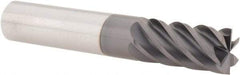 Accupro - 1/2", 1" LOC, 1/2" Shank Diam, 3" OAL, 6 Flute, Solid Carbide Square End Mill - Single End, AlTiN Finish, Spiral Flute, 40° Helix, Centercutting, Right Hand Cut, Right Hand Flute - USA Tool & Supply