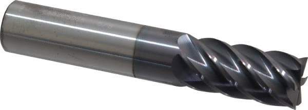 Accupro - 5/8", 1-1/4" LOC, 5/8" Shank Diam, 3-1/2" OAL, 6 Flute, Solid Carbide Square End Mill - Single End, AlTiN Finish, Spiral Flute, 40° Helix, Centercutting, Right Hand Cut, Right Hand Flute - USA Tool & Supply