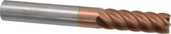 Accupro - 3/8", 1-1/8" LOC, 3/8" Shank Diam, 3" OAL, 6 Flute, Solid Carbide Square End Mill - Single End, TiCN Finish, Spiral Flute, 40° Helix, Centercutting, Right Hand Cut, Right Hand Flute - USA Tool & Supply