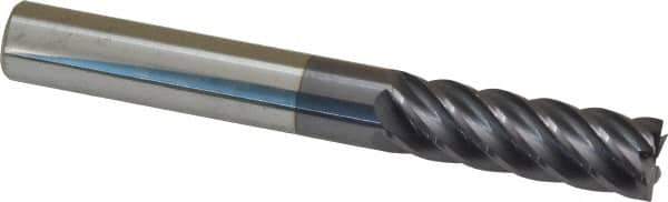 Accupro - 3/8", 1-1/8" LOC, 3/8" Shank Diam, 3" OAL, 6 Flute, Solid Carbide Square End Mill - Single End, AlTiN Finish, Spiral Flute, 40° Helix, Centercutting, Right Hand Cut, Right Hand Flute - USA Tool & Supply