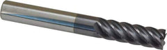 Accupro - 3/8", 1-1/8" LOC, 3/8" Shank Diam, 3" OAL, 6 Flute, Solid Carbide Square End Mill - Single End, AlTiN Finish, Spiral Flute, 40° Helix, Centercutting, Right Hand Cut, Right Hand Flute - USA Tool & Supply