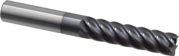 Accupro - 1/2", 2" LOC, 1/2" Shank Diam, 4" OAL, 6 Flute, Solid Carbide Square End Mill - Single End, AlTiN Finish, Spiral Flute, 40° Helix, Centercutting, Right Hand Cut, Right Hand Flute - USA Tool & Supply