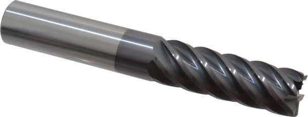 Accupro - 3/4", 2-1/4" LOC, 3/4" Shank Diam, 5" OAL, 6 Flute, Solid Carbide Square End Mill - Single End, AlTiN Finish, Spiral Flute, 40° Helix, Centercutting, Right Hand Cut, Right Hand Flute - USA Tool & Supply