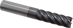 Accupro - 3/4", 2-1/4" LOC, 3/4" Shank Diam, 5" OAL, 6 Flute, Solid Carbide Square End Mill - Single End, AlTiN Finish, Spiral Flute, 40° Helix, Centercutting, Right Hand Cut, Right Hand Flute - USA Tool & Supply