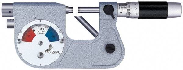 TESA Brown & Sharpe - 1 to 2 Inch Range, 0.0001 Inch Graduation, Friction and Locknut Thimble, Mechanical Indicating Micrometer - Accurate to 0.0001 Inch, Carbide-Tipped Measuring Face, Includes Plastic Case - USA Tool & Supply