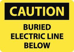 NMC - "Caution - Buried Electric Line Below", 10" Long x 14" Wide, Rigid Plastic Safety Sign - Rectangle, 0.05" Thick, Use for Accident Prevention - USA Tool & Supply