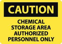 NMC - "Caution - Chemical Storage Area - Authorized Personnel Only", 10" Long x 14" Wide, Aluminum Safety Sign - Rectangle, 0.04" Thick, Use for Hazardous Materials - USA Tool & Supply