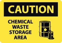 NMC - "Caution - Chemical Waste Storage Area", 10" Long x 14" Wide, Pressure-Sensitive Vinyl Safety Sign - Rectangle, 0.004" Thick, Use for Hazardous Materials - USA Tool & Supply