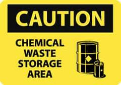 NMC - "Caution - Chemical Waste Storage Area", 10" Long x 14" Wide, Aluminum Safety Sign - Rectangle, 0.04" Thick, Use for Hazardous Materials - USA Tool & Supply