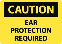 NMC - "Caution - Ear Protection Required", 10" Long x 14" Wide, Rigid Plastic Safety Sign - Rectangle, 0.05" Thick, Use for Accident Prevention - USA Tool & Supply