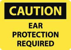 NMC - "Caution - Ear Protection Required", 10" Long x 14" Wide, Rigid Plastic Safety Sign - Rectangle, 0.05" Thick, Use for Accident Prevention - USA Tool & Supply