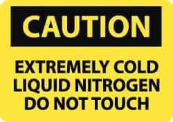 NMC - "Caution - Extremely Cold Liquid Nitrogen - Do Not Touch", 10" Long x 14" Wide, Rigid Plastic Safety Sign - Rectangle, 0.05" Thick, Use for Hazardous Materials - USA Tool & Supply