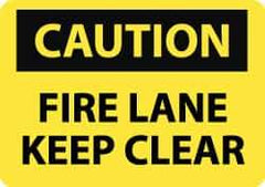 NMC - "Caution - Fire Lane - Keep Clear", 10" Long x 14" Wide, Aluminum Safety Sign - Rectangle, 0.04" Thick, Use for Accident Prevention - USA Tool & Supply