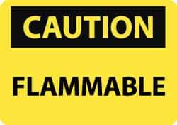 NMC - "Caution - Flammable", 10" Long x 14" Wide, Rigid Plastic Safety Sign - Rectangle, 0.05" Thick, Use for Hazardous Materials - USA Tool & Supply