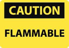 NMC - "Caution - Flammable", 10" Long x 14" Wide, Pressure-Sensitive Vinyl Safety Sign - Rectangle, 0.004" Thick, Use for Hazardous Materials - USA Tool & Supply