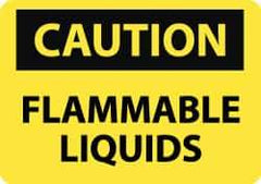 NMC - "Caution - Flammable Liquids", 10" Long x 14" Wide, Pressure-Sensitive Vinyl Safety Sign - Rectangle, 0.004" Thick, Use for Hazardous Materials - USA Tool & Supply
