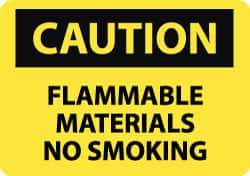 NMC - "Caution - Flammable Materials - No Smoking", 10" Long x 14" Wide, Rigid Plastic Safety Sign - Rectangle, 0.05" Thick, Use for Hazardous Materials - USA Tool & Supply