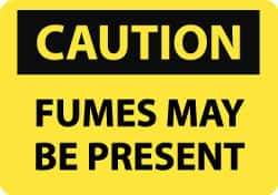 NMC - "Caution - Fumes May Be Present", 10" Long x 14" Wide, Rigid Plastic Safety Sign - Rectangle, 0.05" Thick, Use for Hazardous Materials - USA Tool & Supply