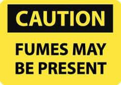 NMC - "Caution - Fumes May Be Present", 10" Long x 14" Wide, Rigid Plastic Safety Sign - Rectangle, 0.05" Thick, Use for Hazardous Materials - USA Tool & Supply
