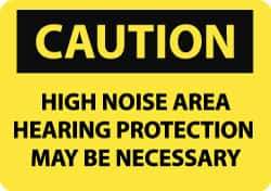 NMC - "Caution - High Noise Area - Hearing Protection May Be Necessary", 10" Long x 14" Wide, Pressure-Sensitive Vinyl Safety Sign - Rectangle, 0.004" Thick, Use for Accident Prevention - USA Tool & Supply