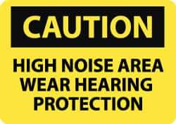 NMC - "Caution - High Noise Area - Wear Hearing Protection", 10" Long x 14" Wide, Rigid Plastic Safety Sign - Rectangle, 0.05" Thick, Use for Accident Prevention - USA Tool & Supply