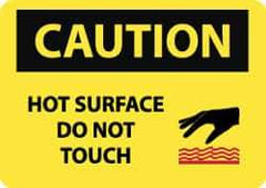 NMC - "Caution - Hot Surface - Do Not Touch", 10" Long x 14" Wide, Aluminum Safety Sign - Rectangle, 0.04" Thick, Use for Hazardous Materials - USA Tool & Supply