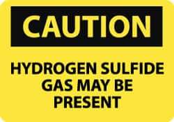 NMC - "Caution - Hydrogen Sulfide Gas May Be Present", 10" Long x 14" Wide, Rigid Plastic Safety Sign - Rectangle, 0.05" Thick, Use for Hazardous Materials - USA Tool & Supply