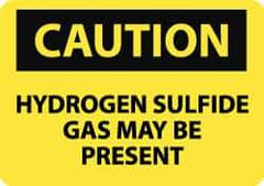 NMC - "Caution - Hydrogen Sulfide Gas May Be Present", 10" Long x 14" Wide, Rigid Plastic Safety Sign - Rectangle, 0.05" Thick, Use for Hazardous Materials - USA Tool & Supply