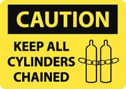 NMC - "Caution - Keep All Cylinders Chained", 10" Long x 14" Wide, Aluminum Safety Sign - Rectangle, 0.04" Thick, Use for Accident Prevention - USA Tool & Supply