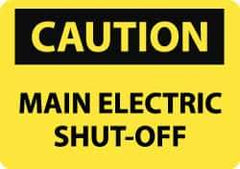 NMC - "Caution - Main Electric Shut-Off", 10" Long x 14" Wide, Rigid Plastic Safety Sign - Rectangle, 0.05" Thick, Use for Accident Prevention - USA Tool & Supply