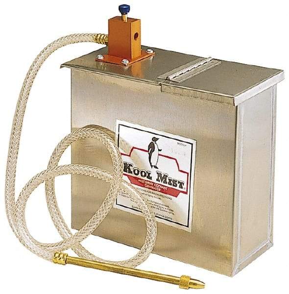 Kool Mist - 1 Outlet, 3 Gal Tank Capacity, Stainless Steel Tank Mist Coolant System - 4' Coolant Line Length, 6" Hose Length, 5/16" Nozzle Diam - USA Tool & Supply