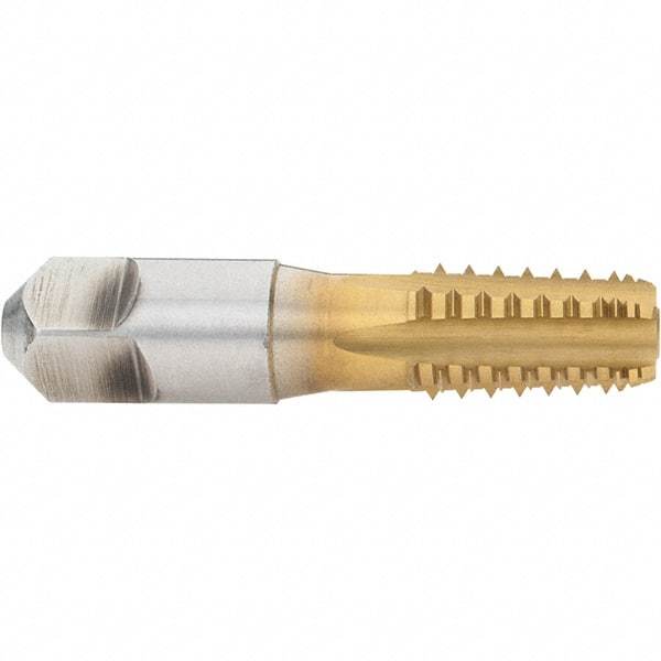Hertel - 1/4-18 NPT, 5 Flutes, TiN Coated, High Speed Steel, Interrupted Thread Pipe Tap - Regular Hook - USA Tool & Supply