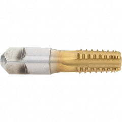 Hertel - 1/4-18 NPT, 5 Flutes, TiN Coated, High Speed Steel, Interrupted Thread Pipe Tap - Regular Hook - USA Tool & Supply
