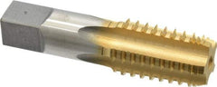 Hertel - 1/2-14 NPT, 5 Flutes, TiN Coated, High Speed Steel, Interrupted Thread Pipe Tap - Regular Hook - USA Tool & Supply